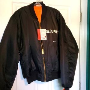 Mens XL black security MA-1 flight jacket
